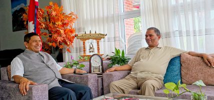 नारायणकाजी श्रेष्ठ र जनता समाजवादी पार्टी नेपालका अध्यक्ष उपेन्द्र यादव बीच भेटवार्ता