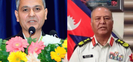 गृहमन्त्री ओमप्रकाश अर्याल र प्रधान सेनापति अशोकराज सिग्देलबिच भेटवार्ता