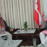 नेपाली कांग्रेस संसदीय दलका नेता भीष्मराज आङ्देम्बे र पूर्णबहादुर खड्काबीच भेटवार्ता