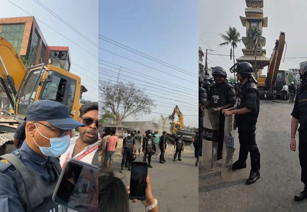 वीरगन्जमा बिहानैदेखि चल्यो डोजर