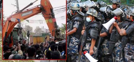 थापाथलीको सुकुम्बासी बस्ती क्षेत्रमा चल्न थाल्यो डोजर