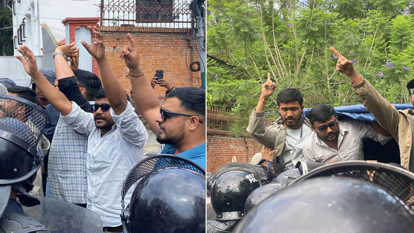 सिंहदरबार गेटमा प्रधानमन्त्री वालेन्द्र शाहविरुद्ध नाराबाजी, नेविसंघका ६ कार्यकर्ता पक्राउ सिंहदरबार गेटमा प्रधानमन्त्री वालेन्द्र शाहविरुद्ध नाराबाजी, नेविसंघका ६ कार्यकर्ता पक्राउ