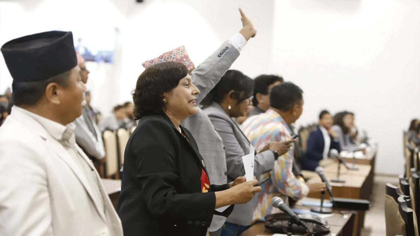 प्रतिनिधिसभाको बैठकमा विपक्षी दलका सांसदहरू उठेर गरे विरोध