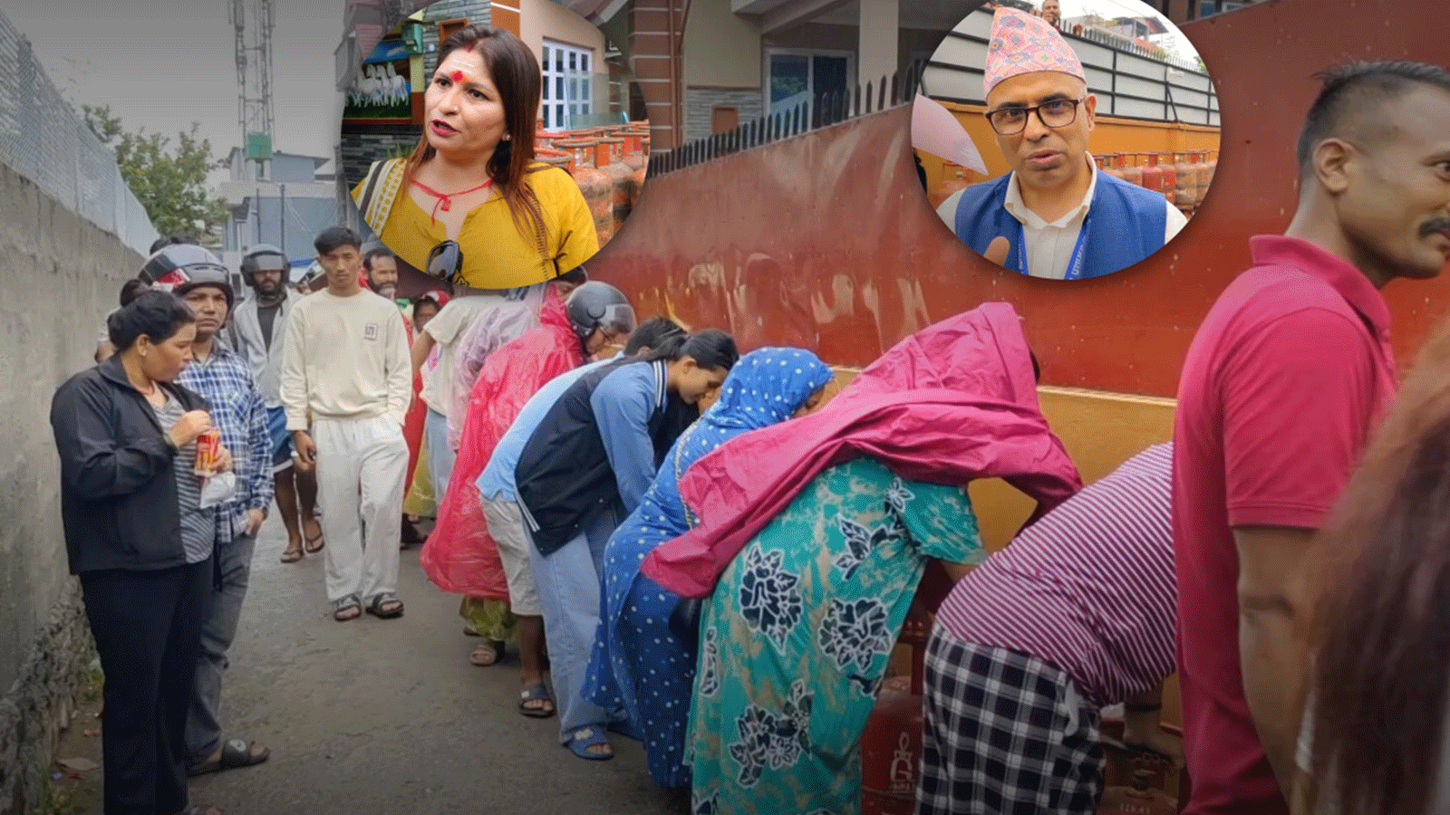 पोखरामा एलपी ग्यासको आपूर्तिमा समस्या,सिलिण्डर बोकेर लाइनमा सर्वसाधारण