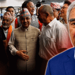 नेपाली कांग्रेसका निवर्तमान सभापति शेरबहादुर देउवालाई स्वागत गर्न विमानस्थलमा नेता कार्यकर्ताको भिड