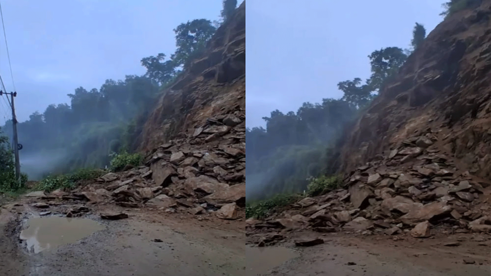 धादिङको गजुरीस्थित छहरामा पहिरो, सडक अवरुद्ध
